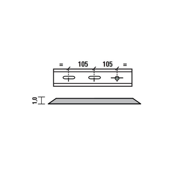 Esta knive HSS til Mafell 320x18,5x1,0 mm, 2 huller/1 rille, centerafstand 105 mm