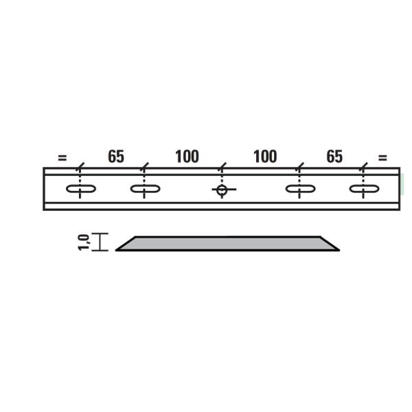 Esta vendeskjær HSS for Holz-her/Hema/Protool 350x18,5x1,0 mm, 4 hull/1 spor, senteravstand 65-100-100-65 mm