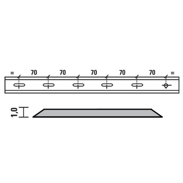 Esta knive HSS til Hammer 410x18,5x1,0 mm, 5 huller/1 rille, centerafstand 70 mm