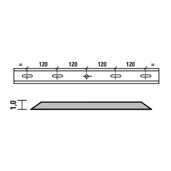 Esta vendeskjær HSS for Felder 510x18,5x1,0 mm, 4 hull/1 spor, senteravstand 120 mm