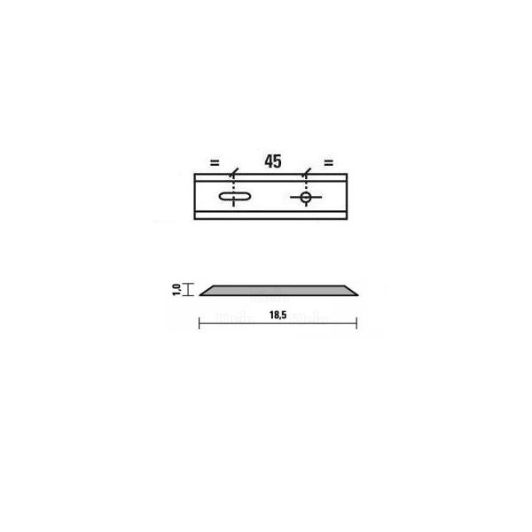 Esta standard vendeskjær HSS 100x18,5x1,0 mm, 1 hull/1 spor, senteravstand 45 mm