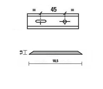 Esta standard vendeskjær HSS 100x18,5x1,0 mm, 1 hull/1 spor, senteravstand 45 mm