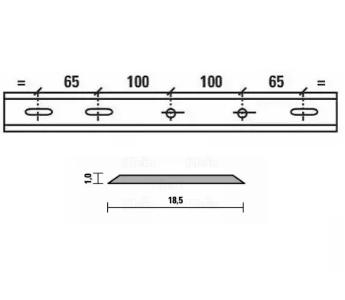 Esta standard vendeskjær HSS 410x18,5x1,0 mm, 2 hull/3 spor, senteravstand 100 mm