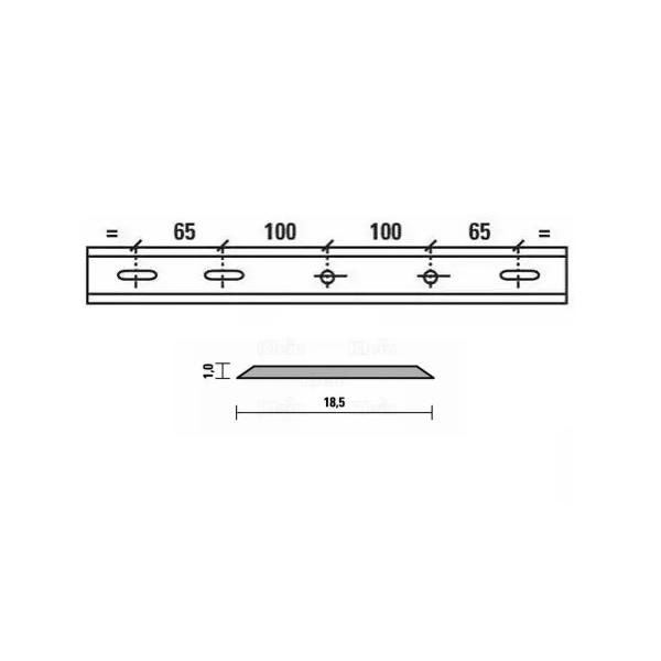 Esta standard vendeskjær HSS 430x18,5x1,0 mm, 2 hull/3 spor, senteravstand 100 mm