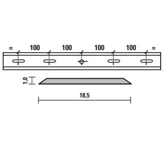 Esta standard vendeskjær HSS 520x18,5x1,0 mm, 1 hull/4 spor, senteravstand 100 mm