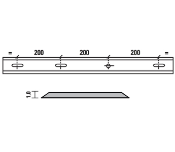 Esta standard vendeskjær HSS 630x18,5x1,0 mm, 1 hull/3 spor, senteravstand 100 mm