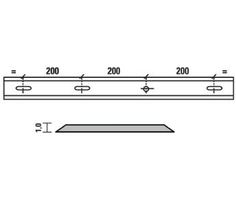 Esta standard vendeskjær HSS 650x18,5x1,0 mm, 1 hull/3 spor, senteravstand 100 mm