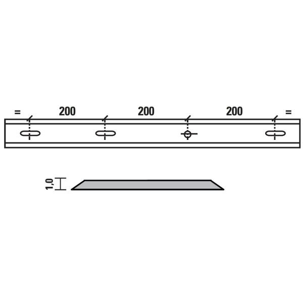 Esta standard vendeskjær HSS 810x18,5x1,0 mm, 1 hull/3 spor, senteravstand 100 mm