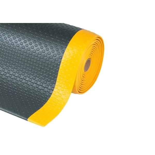Arbejdsmåtte i sort/gul PVC, bredde 91 cm, meterpris