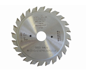 Klein justerbart forrissesagblad HM 125 mm - skjærebredde 2,8-3,6 mm, senterhull 22 mm, Z12+12, 10°, WZ