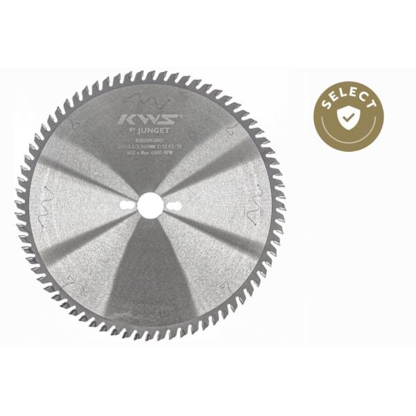 KWS støjsvag formatsagblad HM 300 mm - skjærebredde 3,2 (2,2) mm - senterhull 30 mm, Z72, 10°, FZ/TR