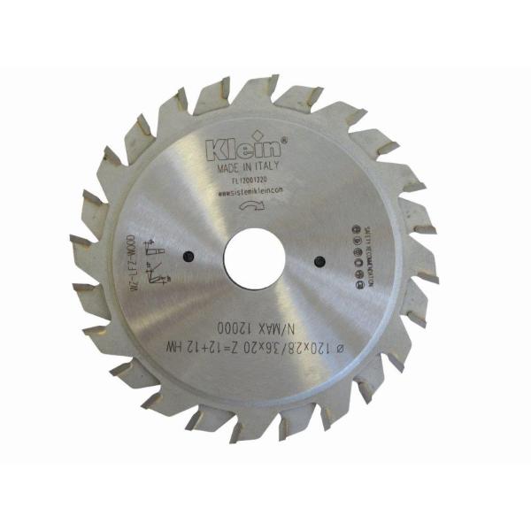 Klein justerbar forridserklinge HM 120 mm - snitbredde 2,8-3,6 mm, centerhul 20 mm, Z12+12, 10°, WZ