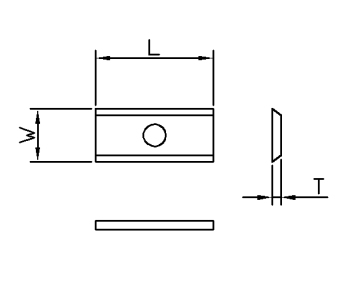 Vendeplatte HM 25x12x1,5 mm HWE 35°, med 1 hul - universal (T04F-CR)