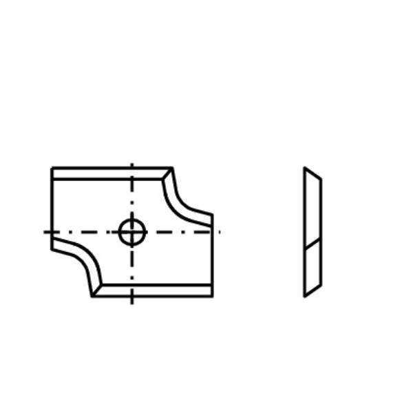Radiusskær HM 20x16x2,0 mm, radius 3, Ø3 mm, venstre