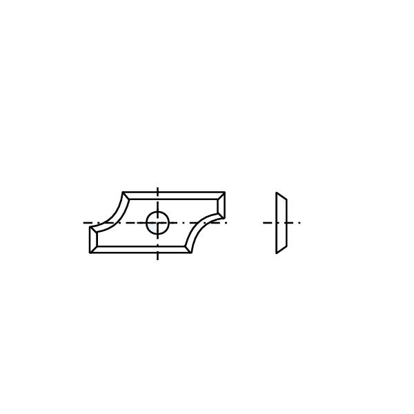 Radieskjær HM 19,5x9x1,5 mm, radius 5, Ø3,0 mm