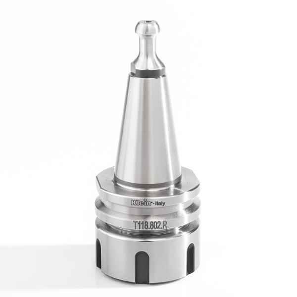 Klein ISO30 spændetangspatron, 2-20 mm ER32, 50x50x50 mm, med leje, højre/venstre (antræksbolt T118.891.R)