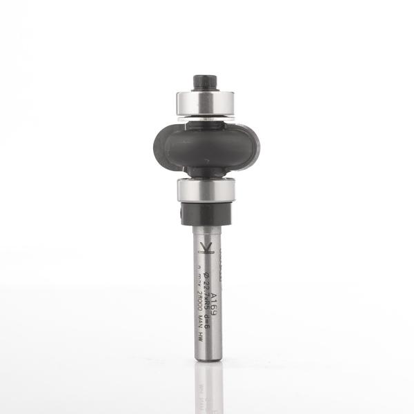 Klein profilfræser (hulkehl) HM m/2 lejer, radius 5, Ø23x10x61 mm, S6, Z2