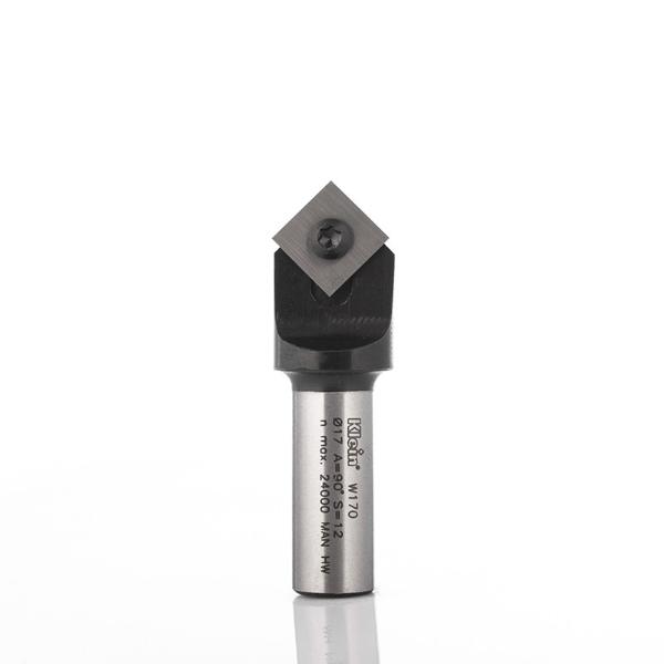 Klein v-not/graveringsfræser HM m/vendeplatte, 90°, Ø17,6x8,4x60 mm, S12, Z1