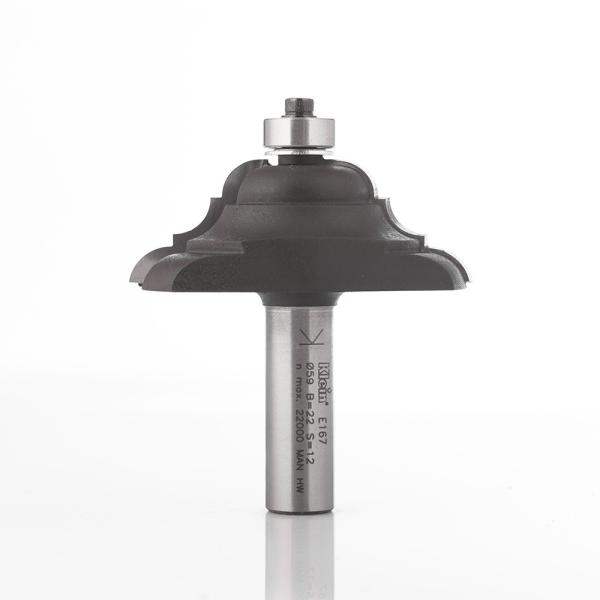 Klein profilfræser HM m/leje, radius 6,5/6,5/7,5, Ø59x22x70 mm, S12, Z2