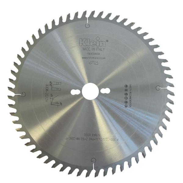Klein formatsagblad HM 300 mm - skjærebredde 3,2 mm, senterhull 30 mm, Z60, 10°, HZ/DZ
