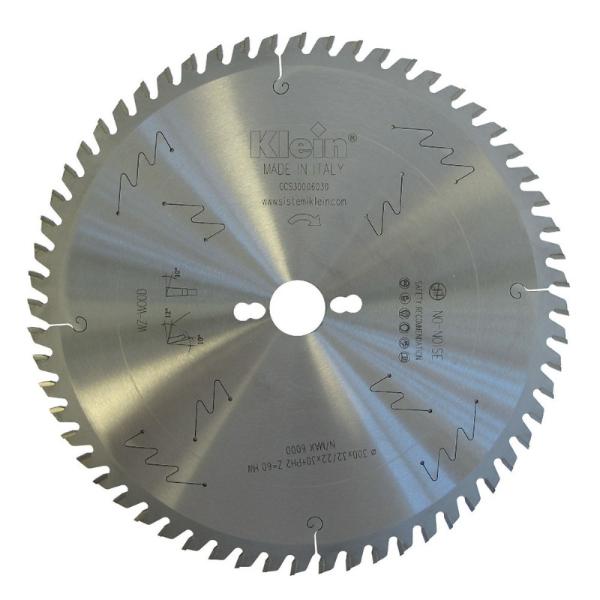 Klein støysvak universalsagblad HM 250 mm - skjærebredde 3,2 mm, senterhull 30 mm, Z48, 10°, WZ