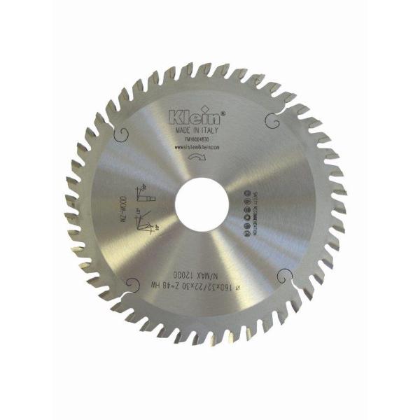Klein sirkelsagblad HM for kantlister 160 mm - skjærebredde 3,2 mm, senterhull 30 mm, Z48, 15°, WZ