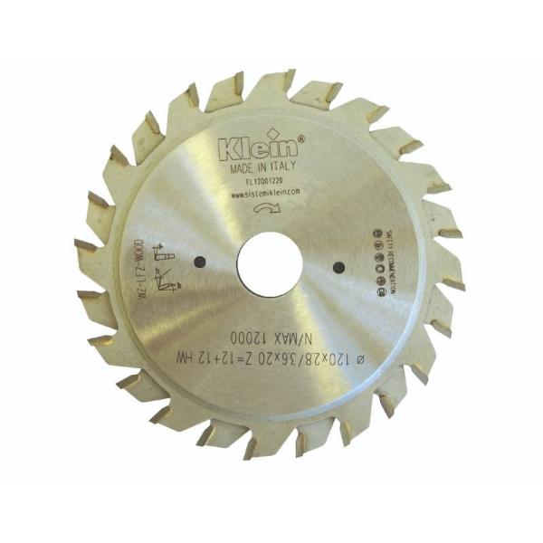 Klein justerbart forrissesagblad DIA 125 mm - skjærebredde 2,8-3,4 mm, senterhull 20 mm, Z10+10, 10°, WZ