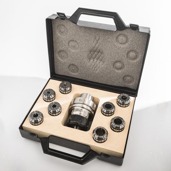 Klein HSK63F spændetangspatronssæt, 2-20 mm ER32, højre, med 8 spændetænger Ø6-20 mm