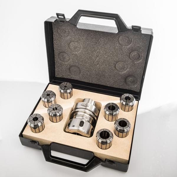 Klein HSK63F spændetangspatronssæt, 2-30 mm OZ25, med leje, højre/venstre, med 8 spændetænger Ø6-25 mm