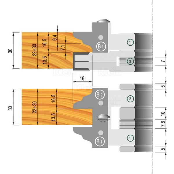 Klein profilplate B2 for not- og fjærfreser TYL132.25XXX