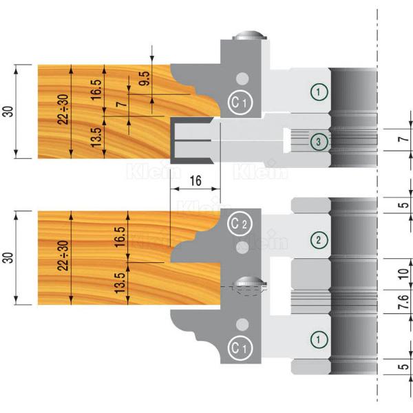 Klein profilplate C1 for not- og fjærfreser TYL132.25XXX
