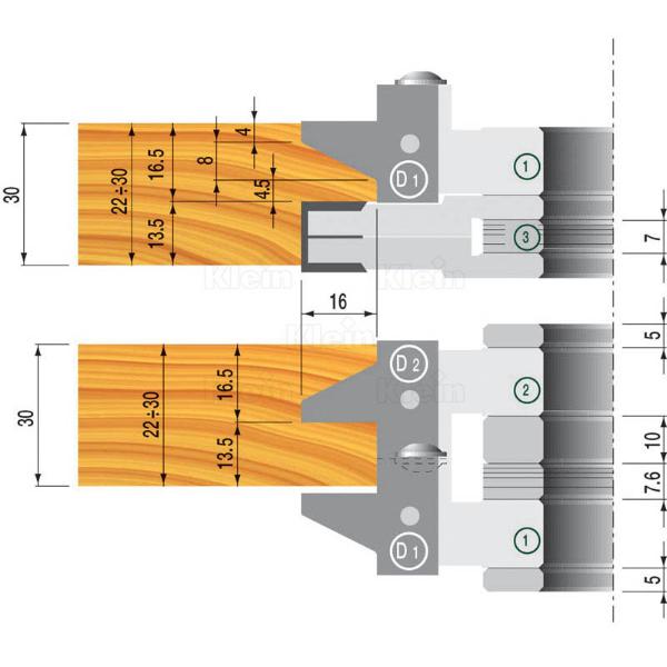 Klein profilplate D1 for not- og fjærfreser TYL132.25XXX