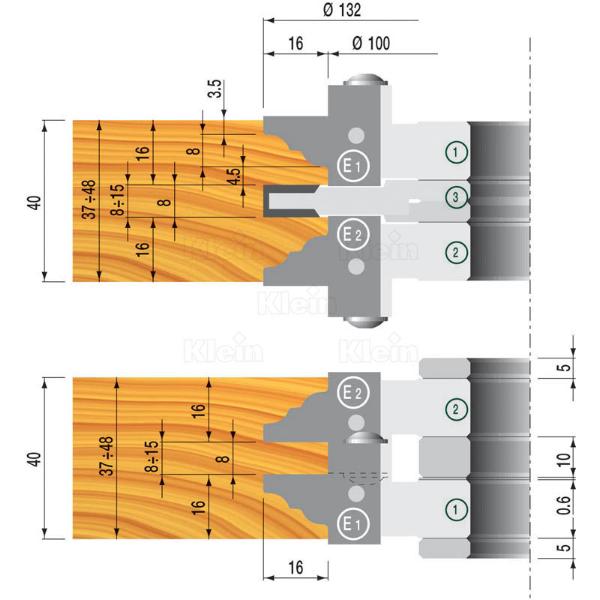Klein profilplate E2 for not- og fjærfres TYL132.25XXX