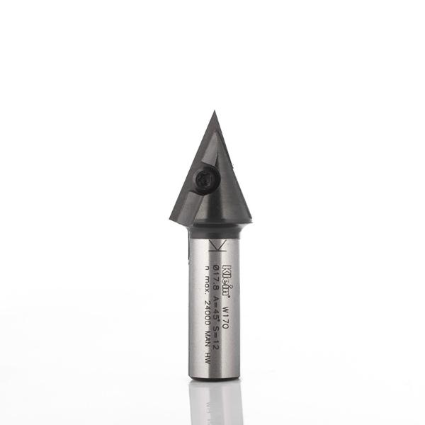 Klein v-spor-/graveringsfres HM med vendeskjær, 45°, Ø21x25x61 mm, S12, Z1