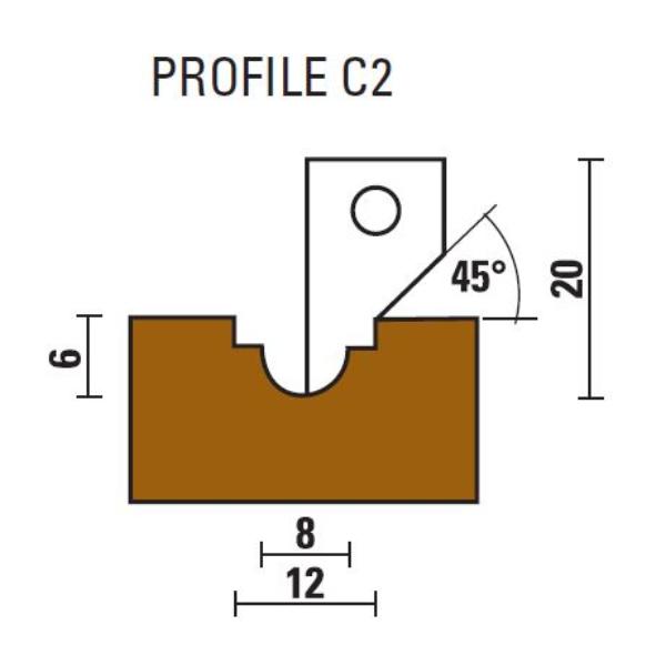 Klein profilplatte C2, radius 4/45°, til W162.250.R