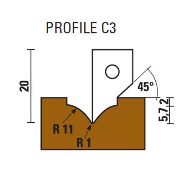 Klein profilplatte C3, radius 1/11, til W162.250.R
