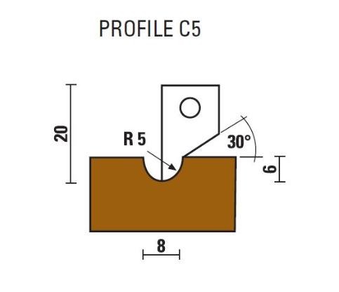 Klein profilplatte C5, radius 8/30°, til W162.250.R