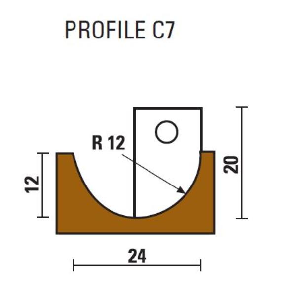 Klein profilplatte C7, radius 12, til W162.250.R