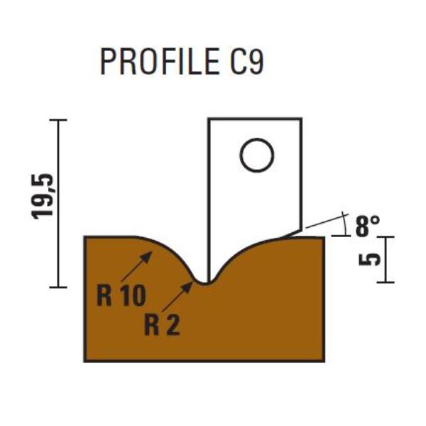 Klein profilplatte C6, radius 2/10, til W162.250.R